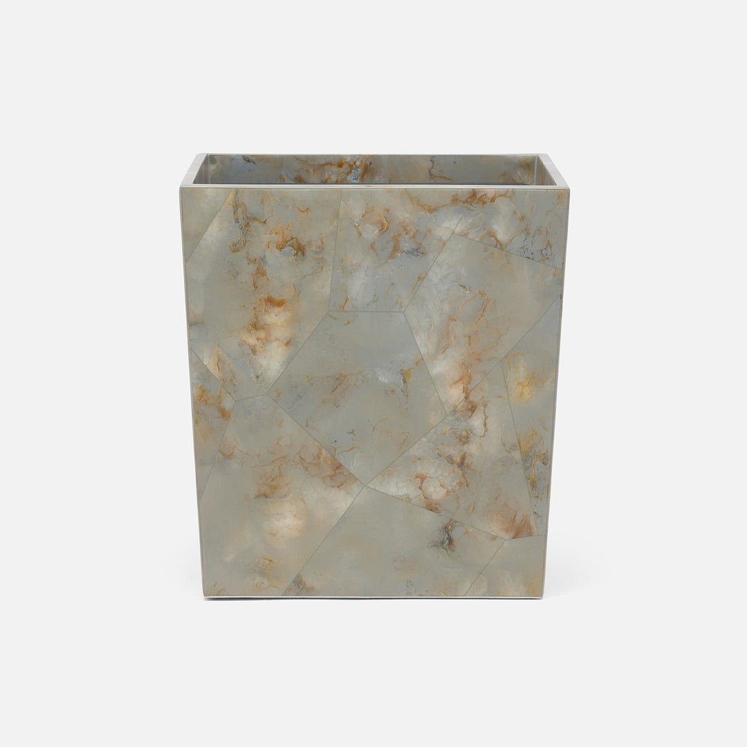 Gorman, Gray, Wastebasket, Rectangular Tapered, Faux Marble Horn