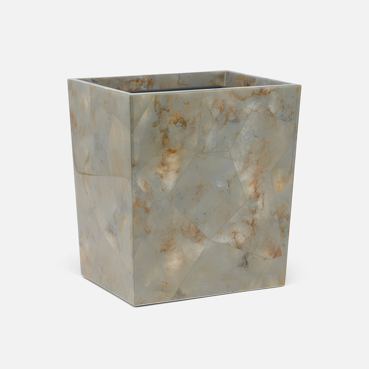 Gorman, Gray, Wastebasket, Rectangular Tapered, Faux Marble Horn