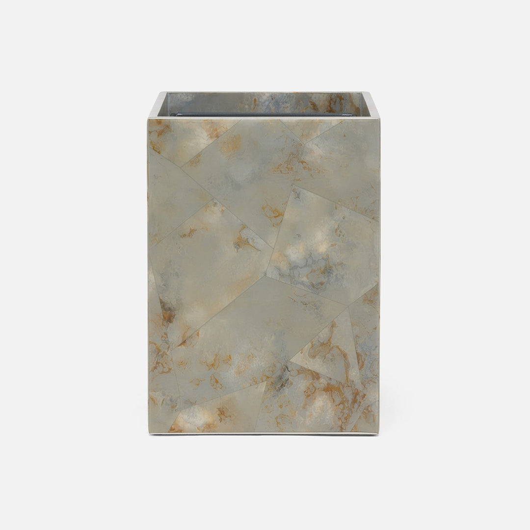 Gorman, Gray, Wastebasket, Square Straight, Faux Marble Horn