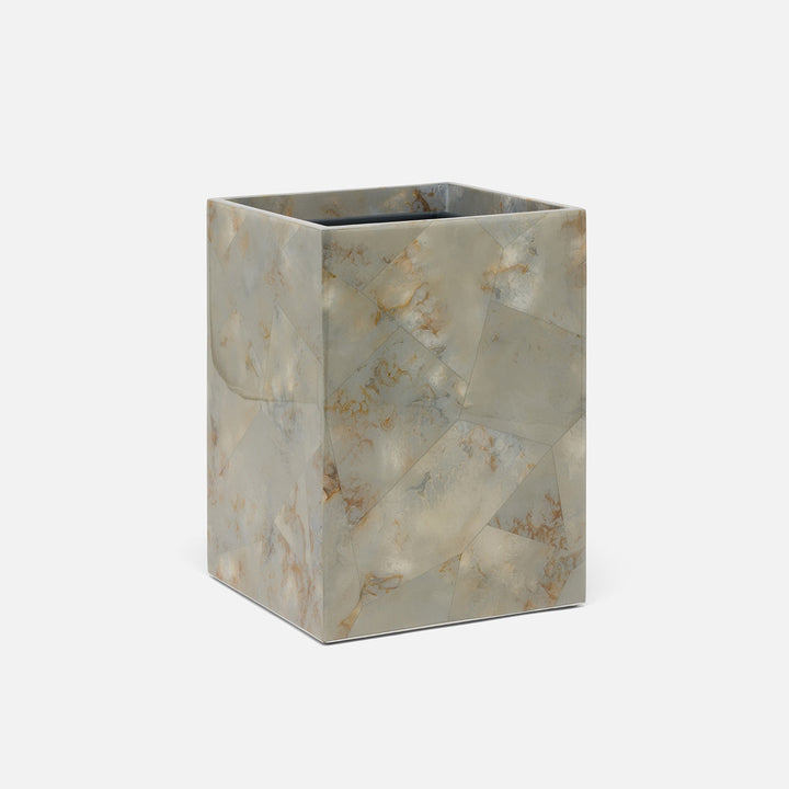 Gorman, Gray, Wastebasket, Square Straight, Faux Marble Horn