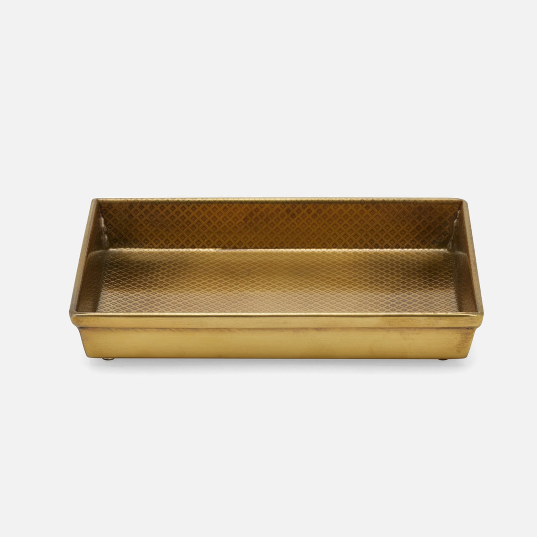 Hagen, Antique Brass, Soap Dish, Rectangular Straight, Textured Stainless Steel
