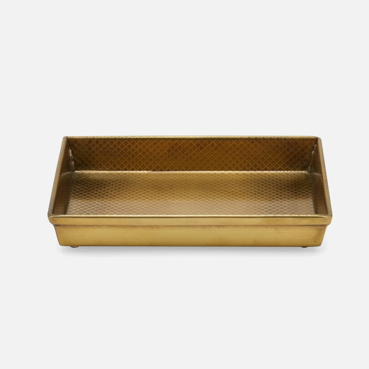 Hagen, Antique Brass, Soap Dish, Rectangular Straight, Textured Stainless Steel