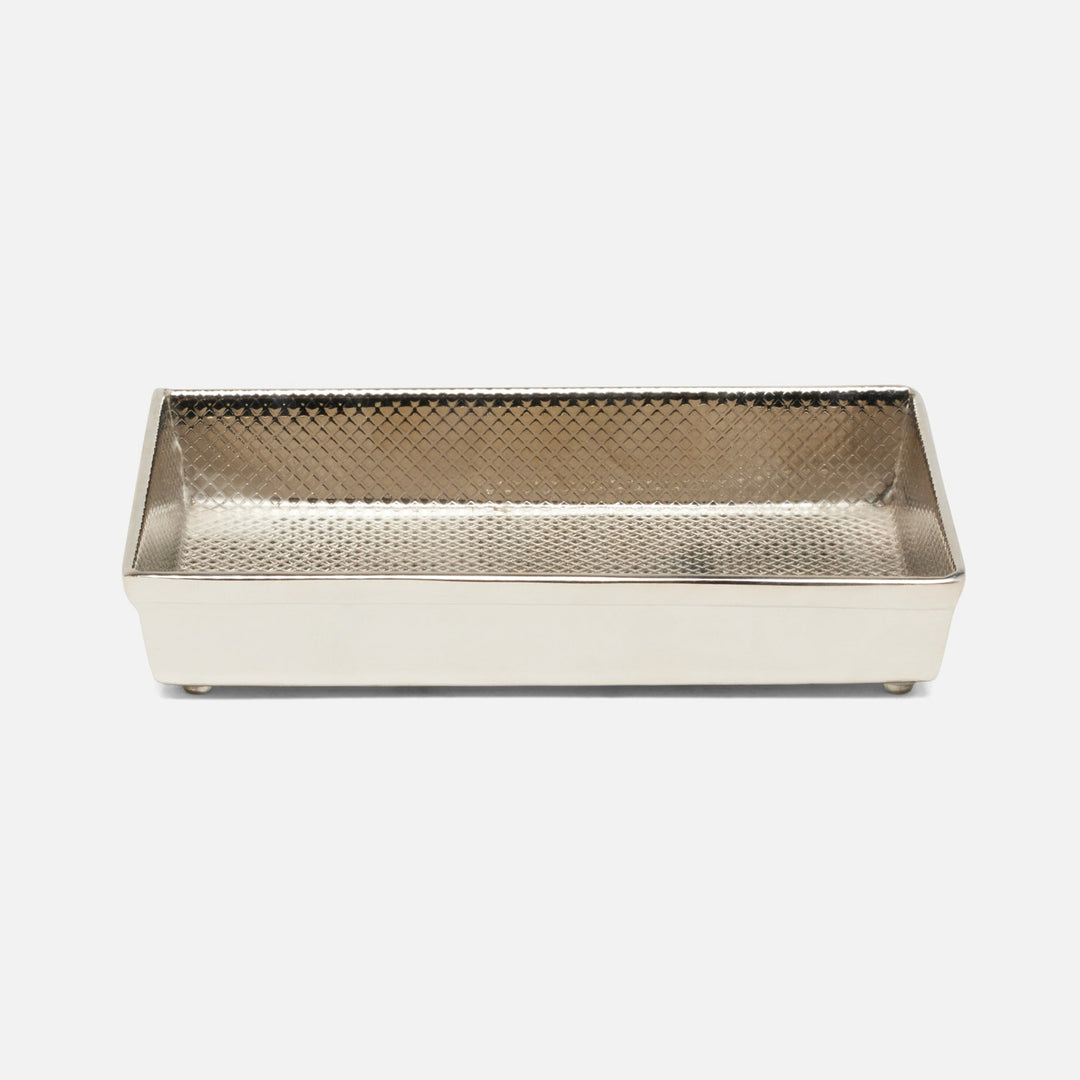 Hagen, Shiny Nickel, Soap Dish, Rectangular Straight, Textured Stainless Steel