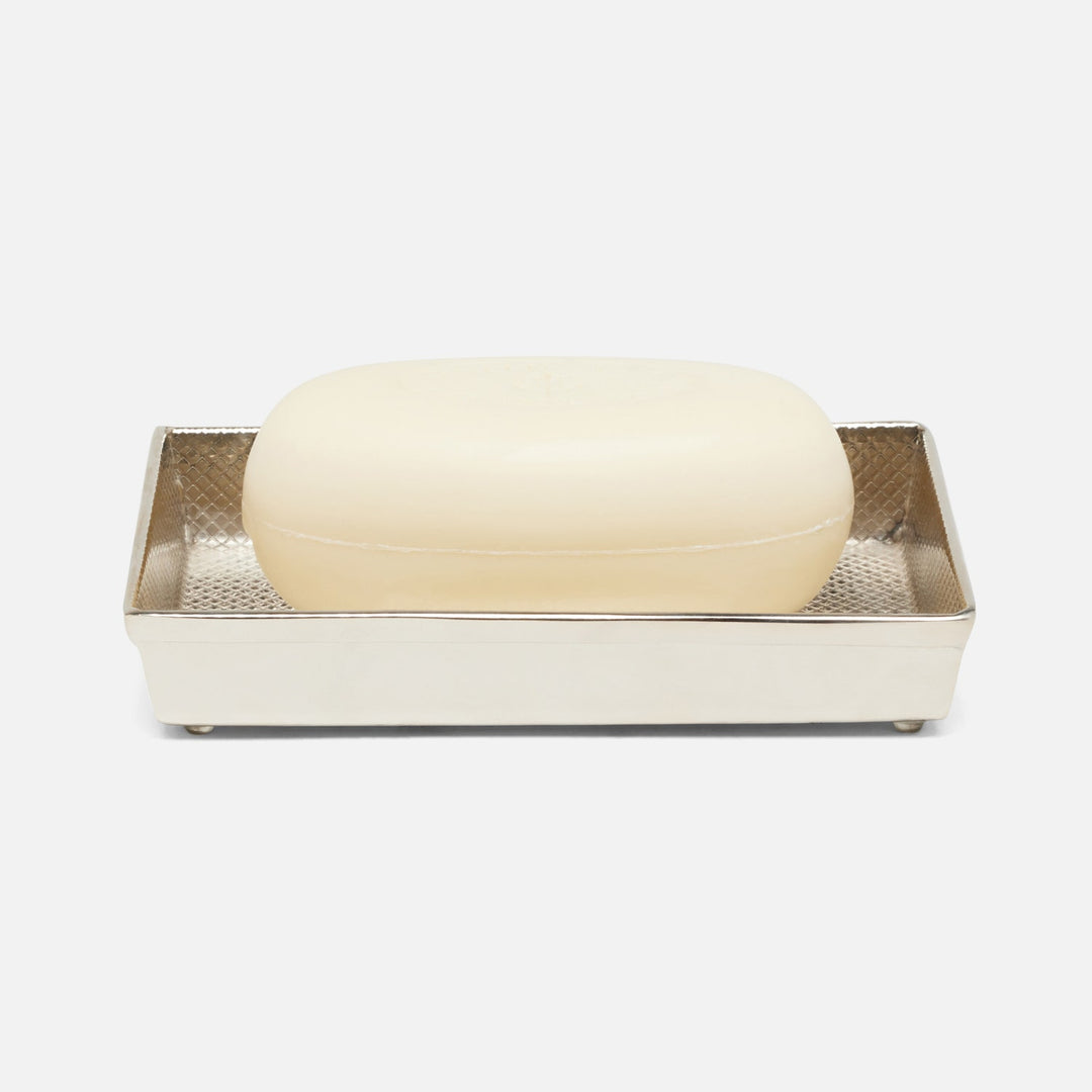 Hagen, Shiny Nickel, Soap Dish, Rectangular Straight, Textured Stainless Steel