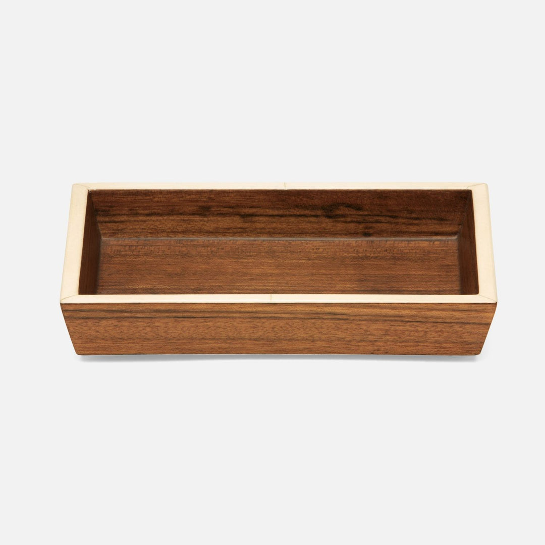 Harper, Dark Teak, Soap Dish, Rectangular Tapered, Veneer With Faux Bone