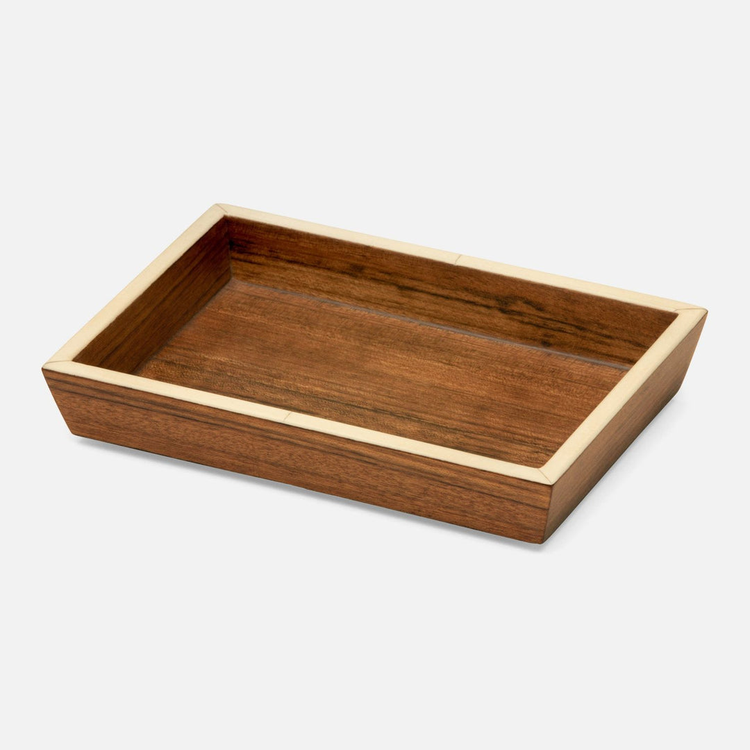 Harper, Dark Teak, Soap Dish, Rectangular Tapered, Veneer With Faux Bone