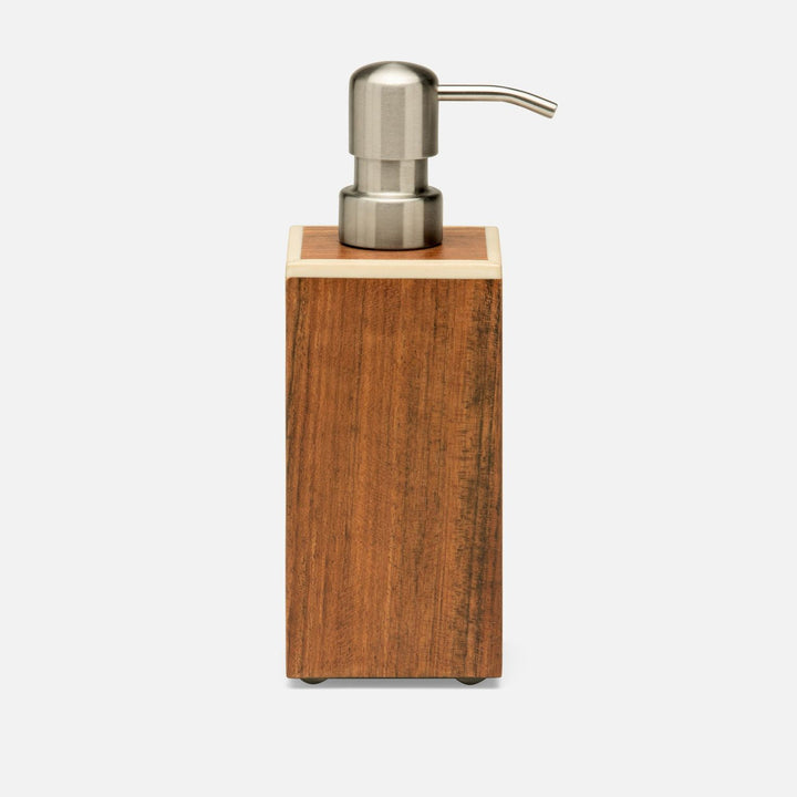 Harper, Dark Teak, Soap Pump, Square Straight, Veneer With Faux Bone