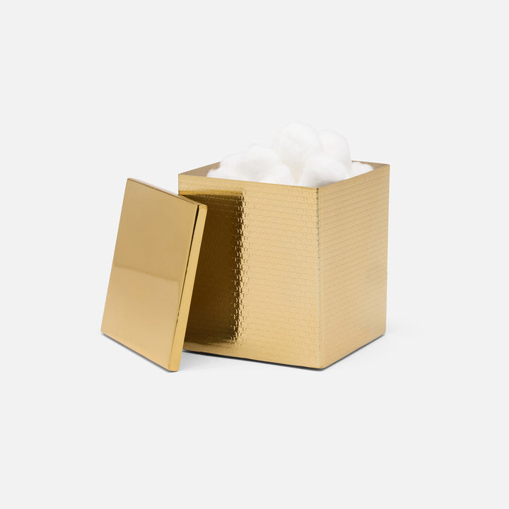 Ingram, Shiny Gold, Canister, Square Straight, Large, Textured Stainless Steel