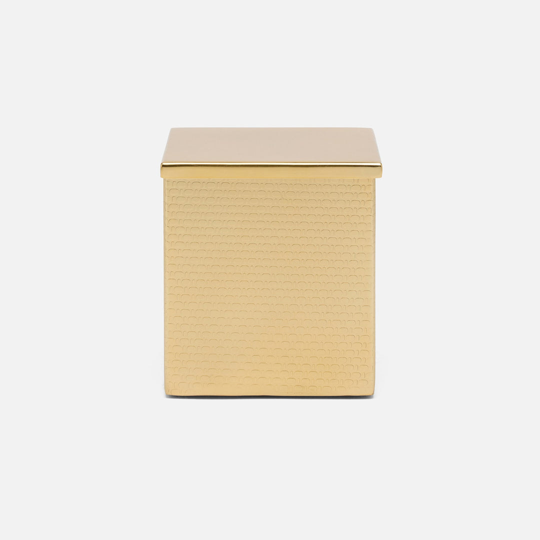 Ingram, Shiny Gold, Canister, Square Straight, Large, Textured Stainless Steel