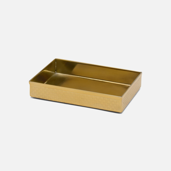 Ingram, Shiny Gold, Soap Dish, Rectangular Straight, Textured Stainless Steel