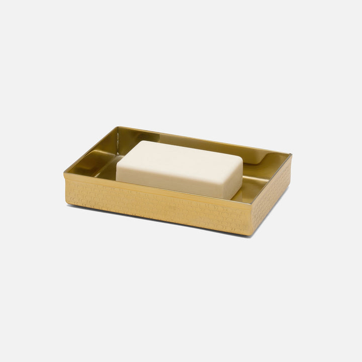Ingram, Shiny Gold, Soap Dish, Rectangular Straight, Textured Stainless Steel
