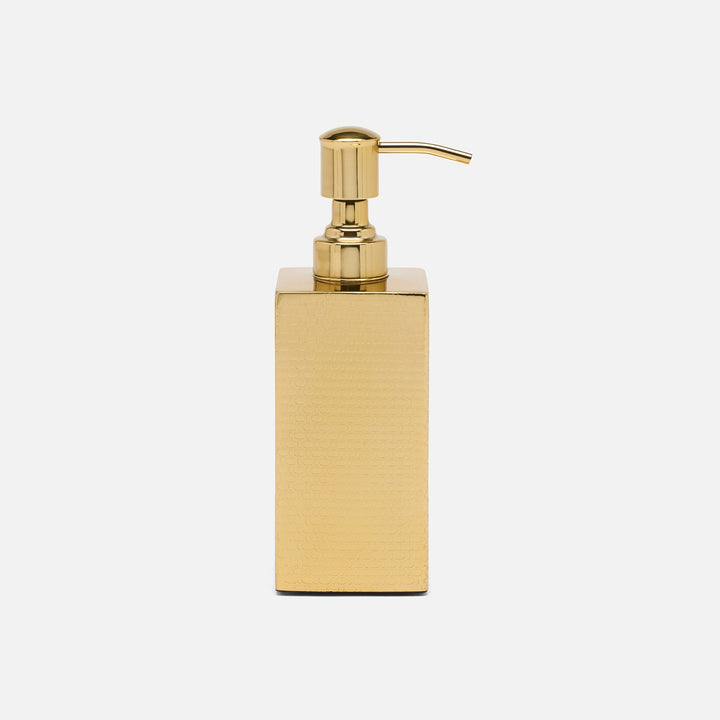 Ingram, Shiny Gold, Soap Pump, Square Straight, Textured Stainless Steel