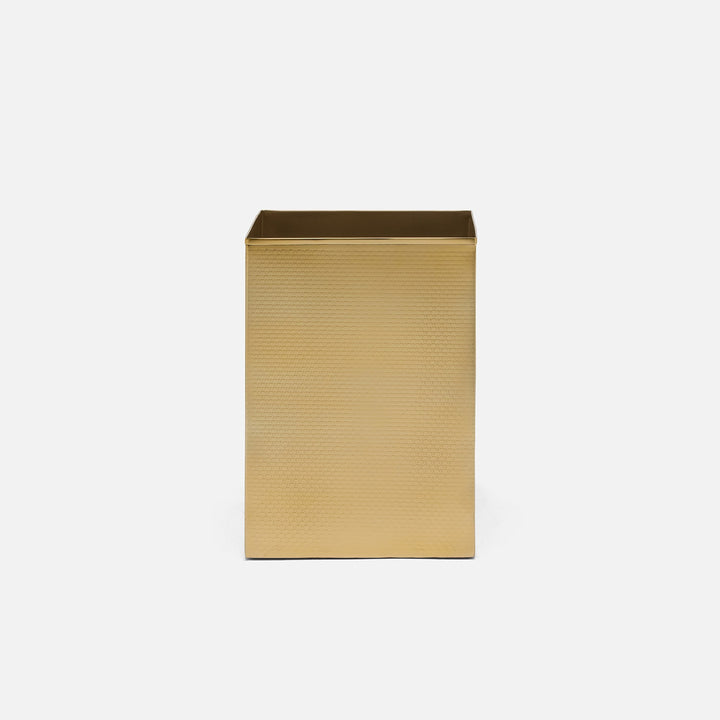 Ingram, Shiny Gold, Wastebasket, Square Straight, Textured Stainless Steel
