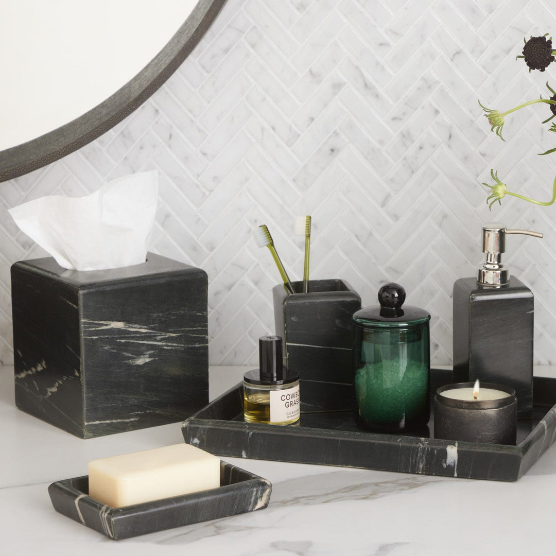 Kavala, Black , Brush Holder, Rounded Edges, Marble