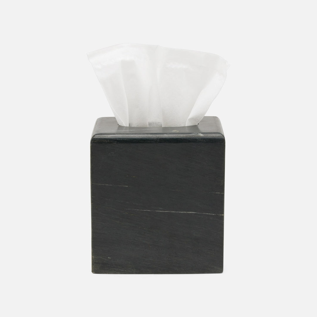Kavala, Black ,Tissue Box, Rounded Edges, Marble