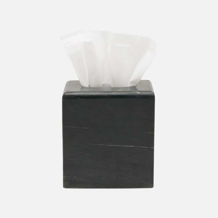Kavala, Black ,Tissue Box, Rounded Edges, Marble