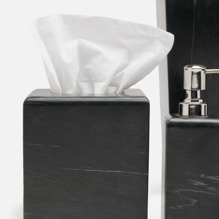 Kavala, Black ,Tissue Box, Rounded Edges, Marble