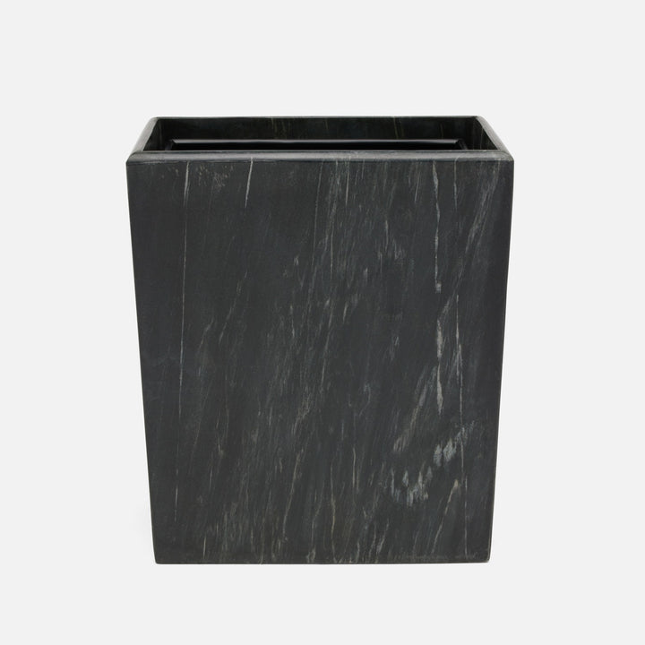 Kavala, Black ,Wastebasket, Rectangle Tapered, Rounded Edges, Marble