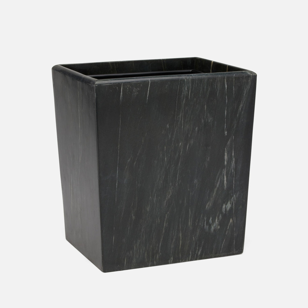 Kavala, Black ,Wastebasket, Rectangle Tapered, Rounded Edges, Marble