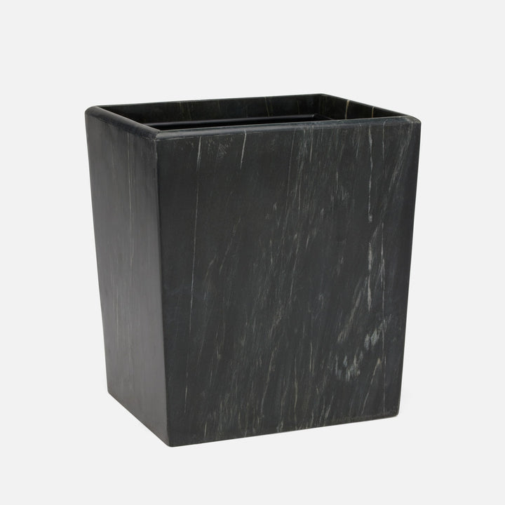 Kavala, Black ,Wastebasket, Rectangle Tapered, Rounded Edges, Marble