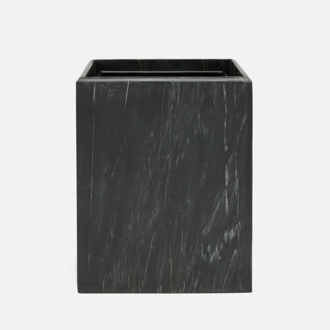 Kavala, Black ,Wastebasket, Square Straight, Rounded Edges, Marble