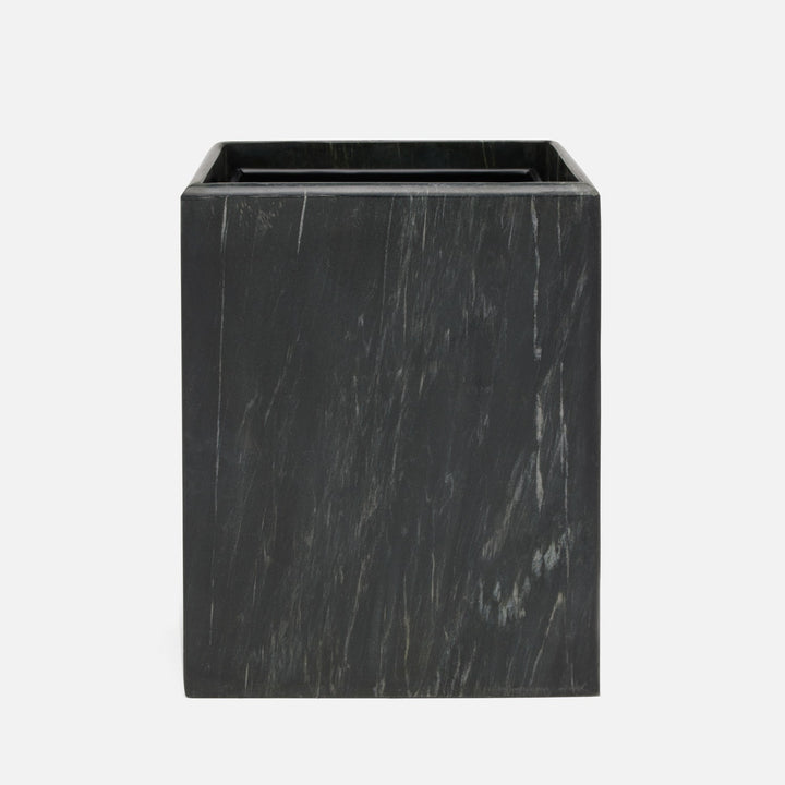 Kavala, Black ,Wastebasket, Square Straight, Rounded Edges, Marble