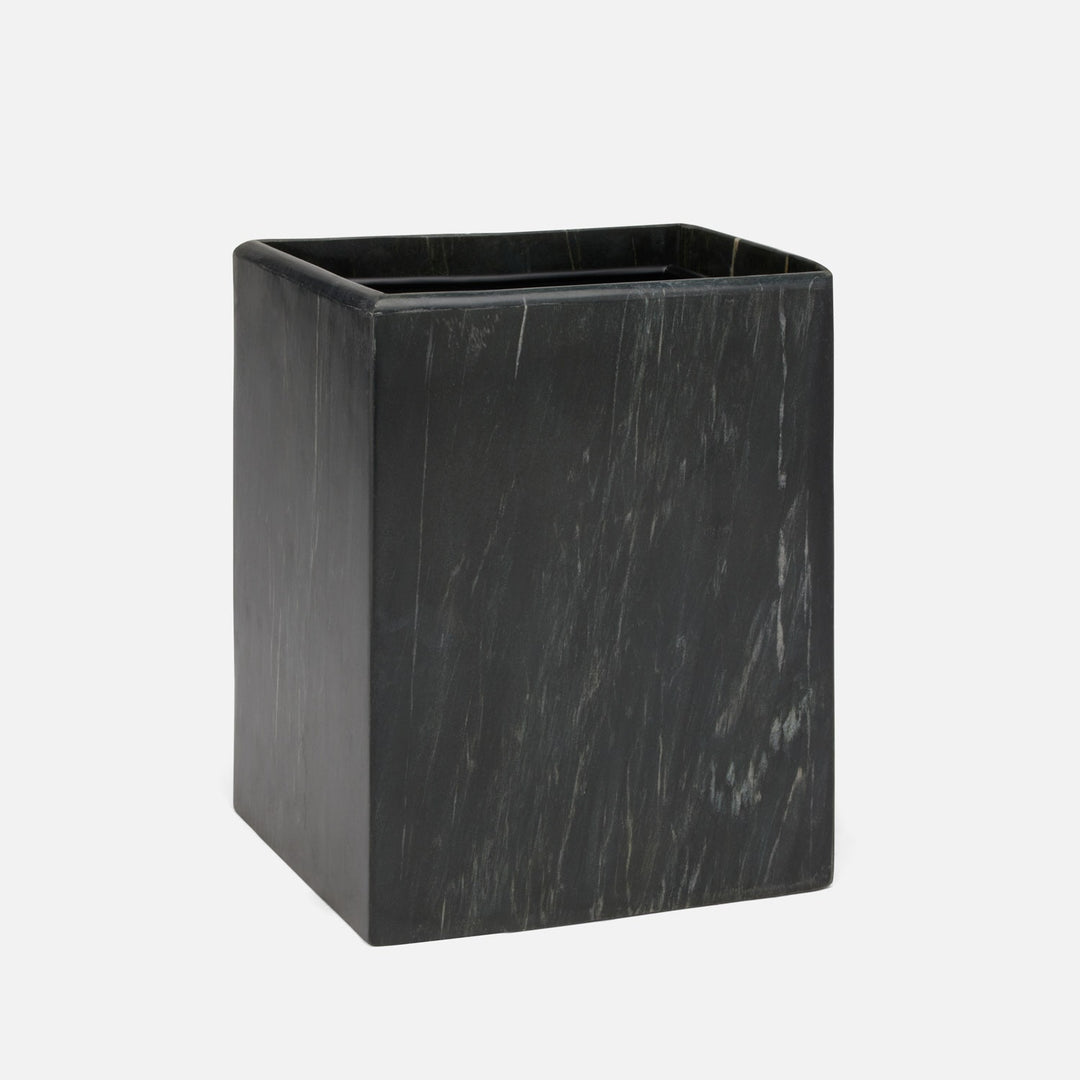 Kavala, Black ,Wastebasket, Square Straight, Rounded Edges, Marble