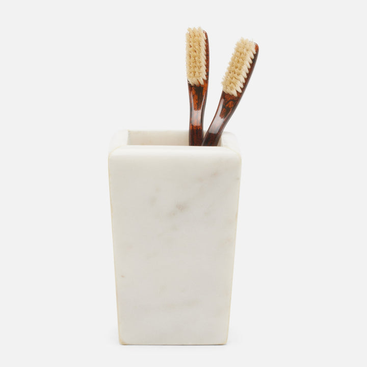 Kavala, White , Brush Holder, Rounded Edges, Marble