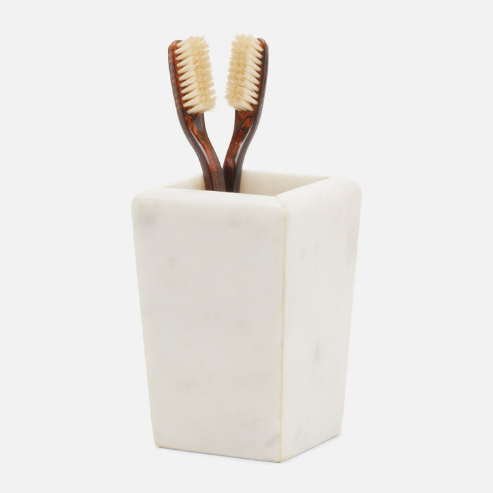 Kavala, White , Brush Holder, Rounded Edges, Marble