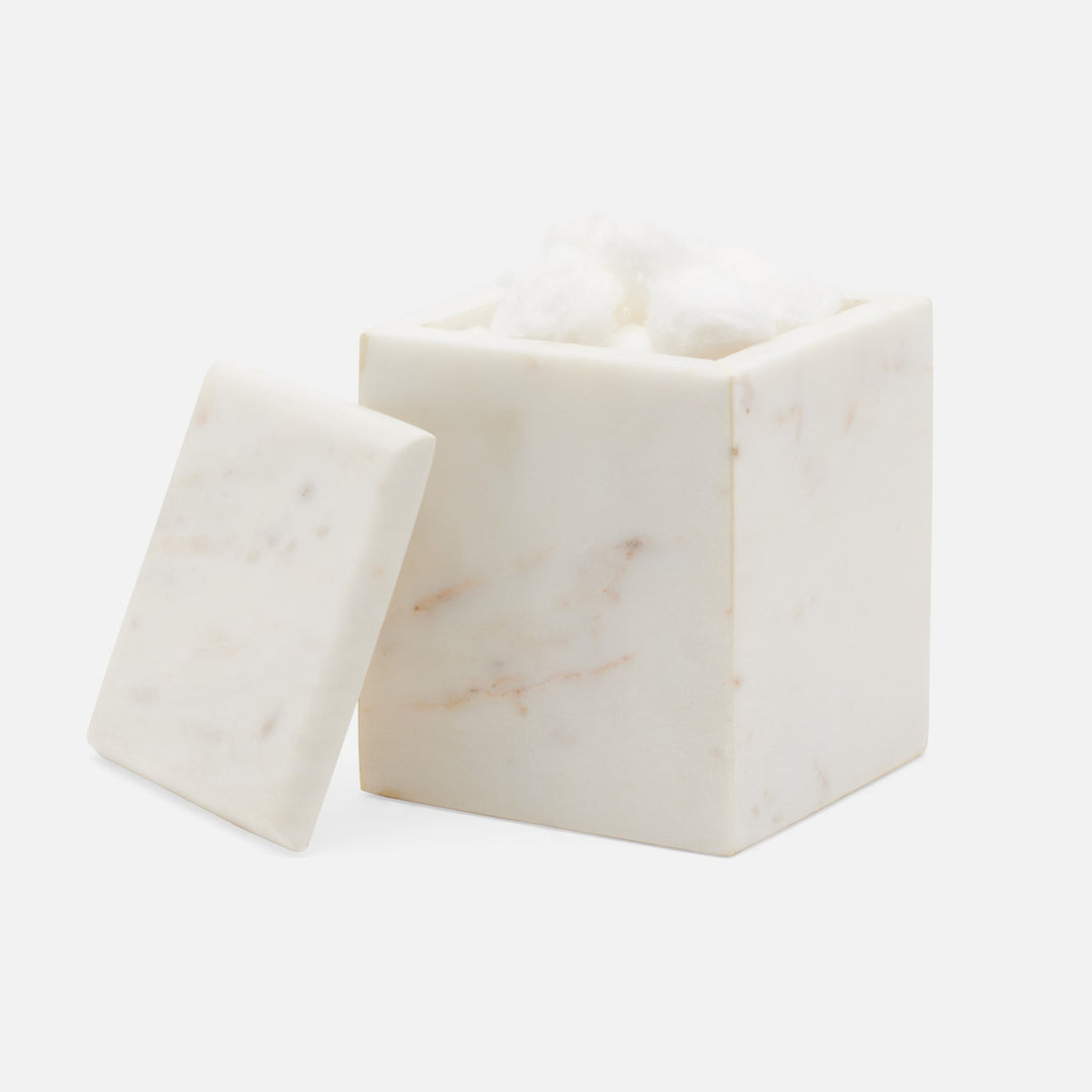 Kavala, White, Canister, Large, Rounded Edges, Marble