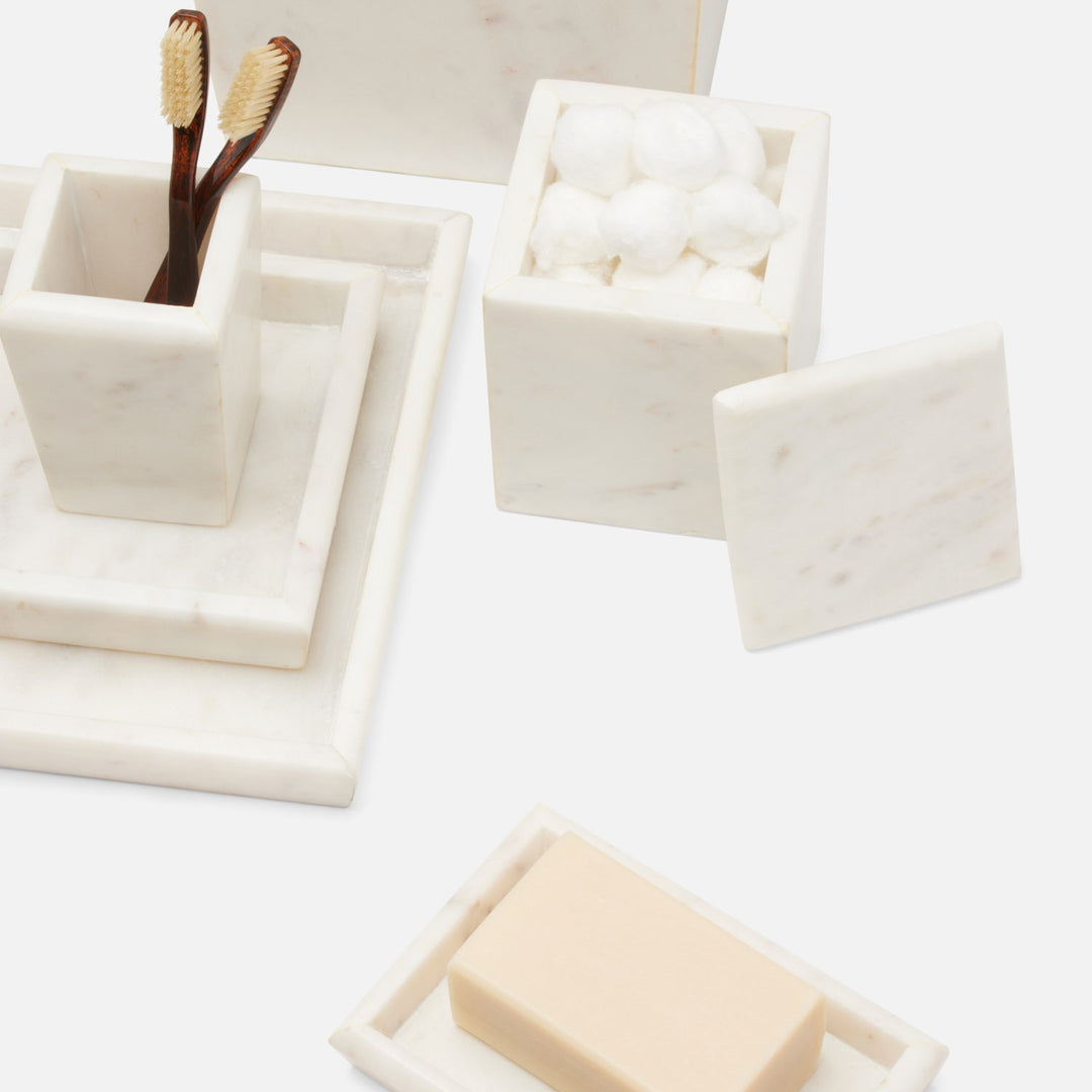Kavala, White, Canister, Large, Rounded Edges, Marble