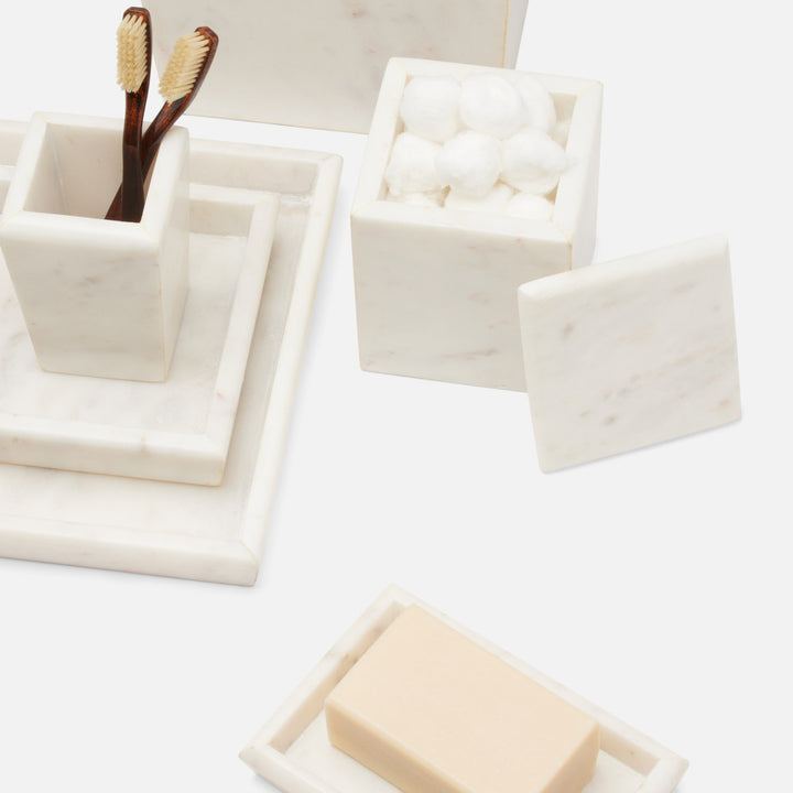Kavala, White, Canister, Large, Rounded Edges, Marble
