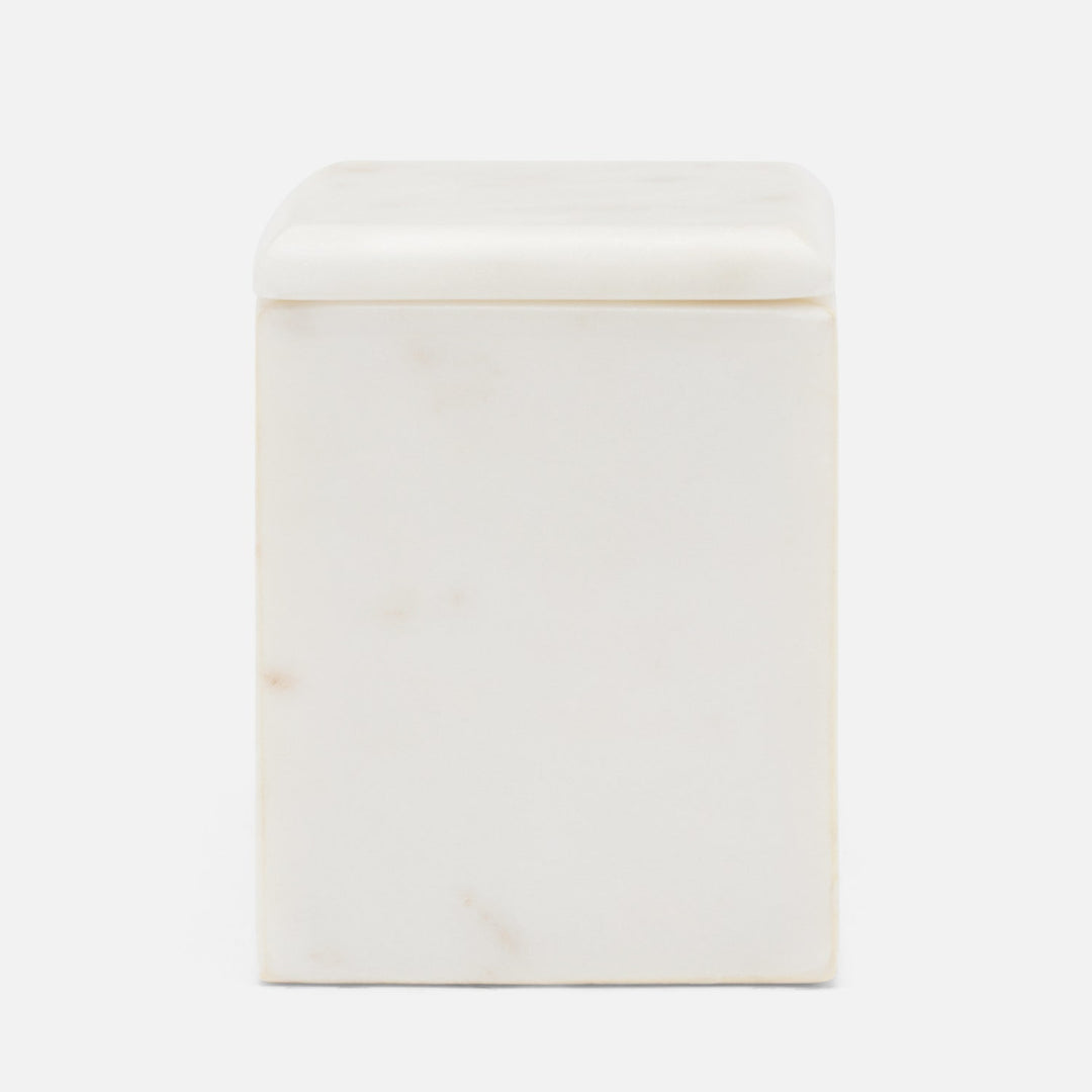 Kavala, White, Canister, Small, Rounded Edges, Marble