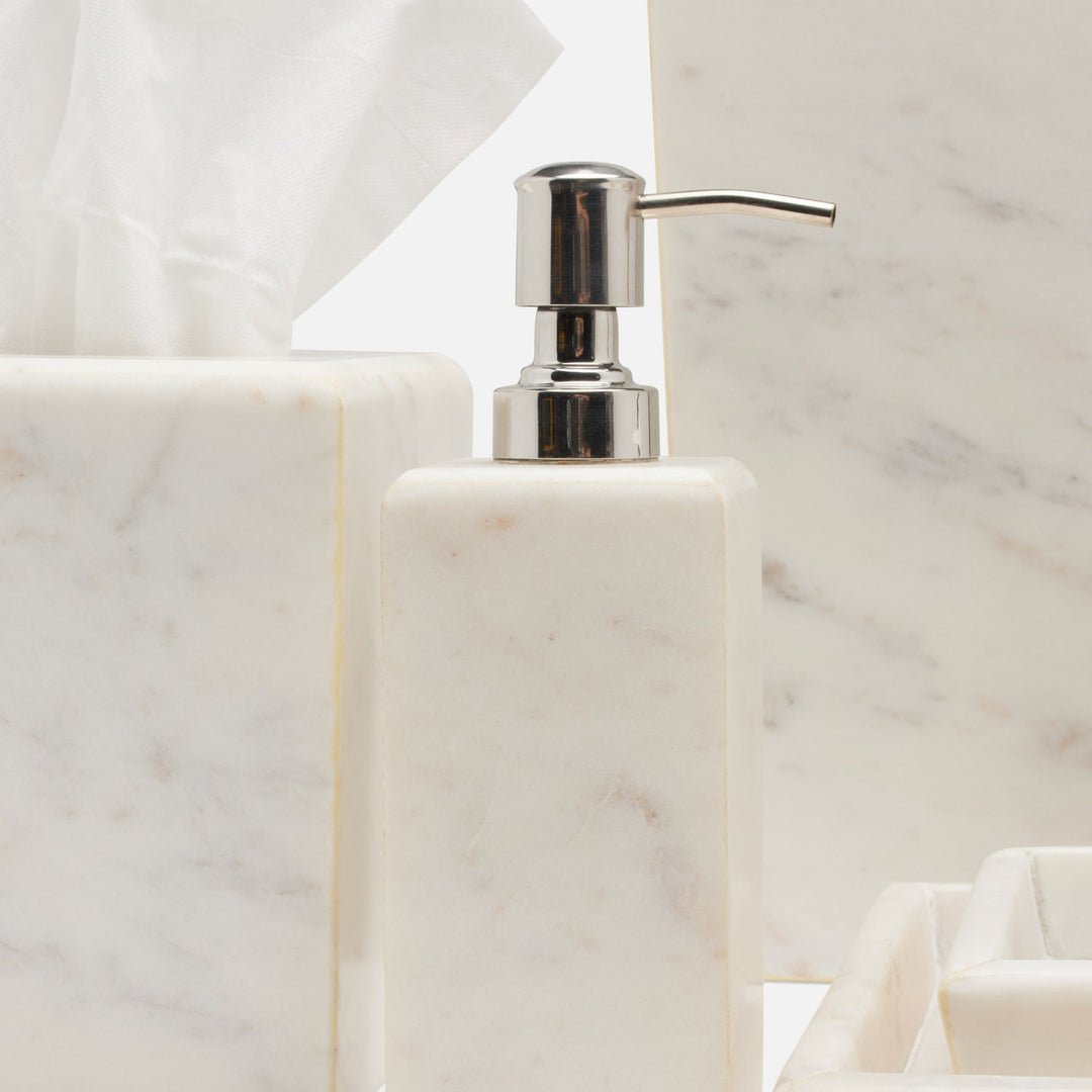 Kavala, White , Soap Pump, Rounded Edges, Marble