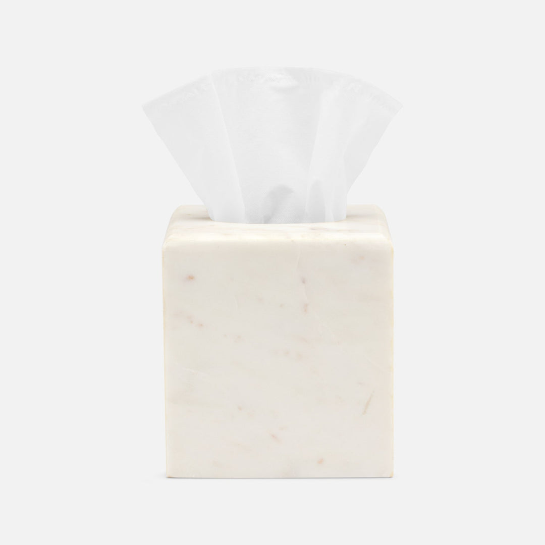 Kavala, White ,Tissue Box, Rounded Edges, Marble