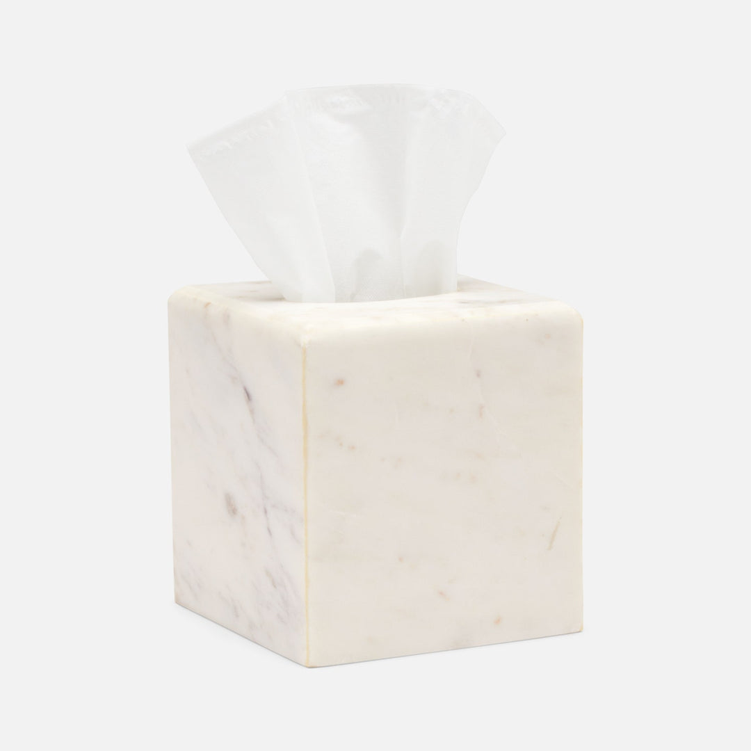 Kavala, White ,Tissue Box, Rounded Edges, Marble