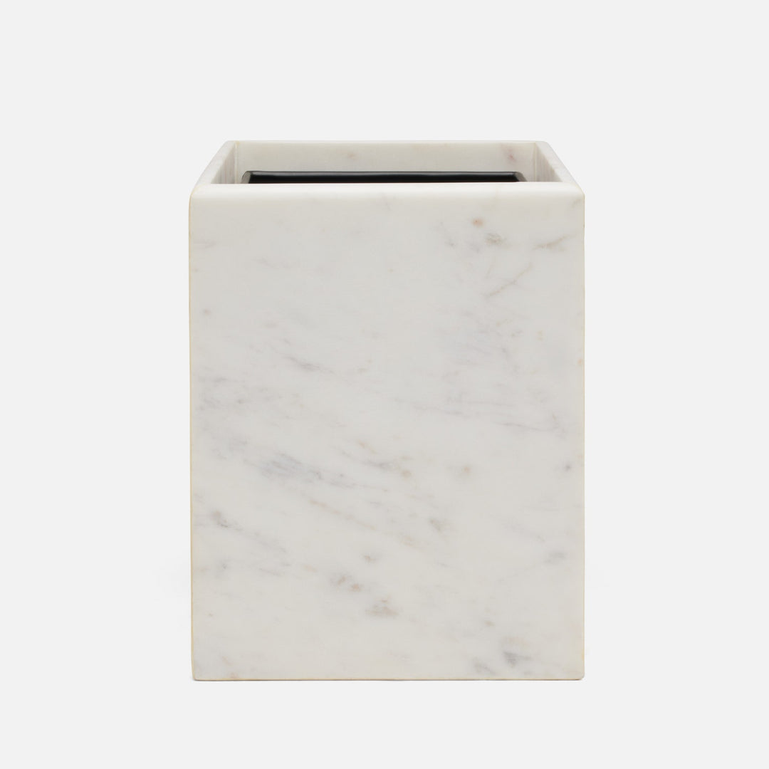 Kavala, White ,Wastebasket, Square Straight, Rounded Edges, Marble