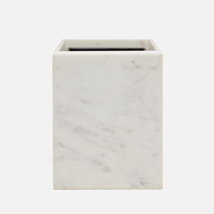 Kavala, White ,Wastebasket, Square Straight, Rounded Edges, Marble