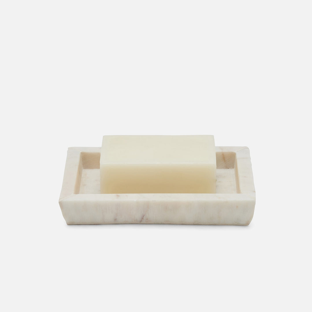 Kuna, White, Soap Dish, Rectangular Tapered, Marble