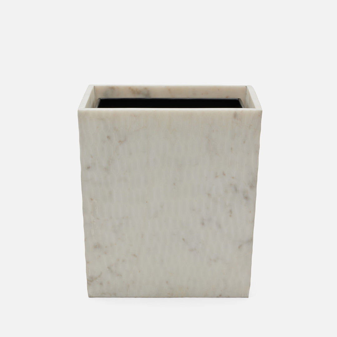 Kuna, White, Wastebasket, Rectangular Tapered, Marble
