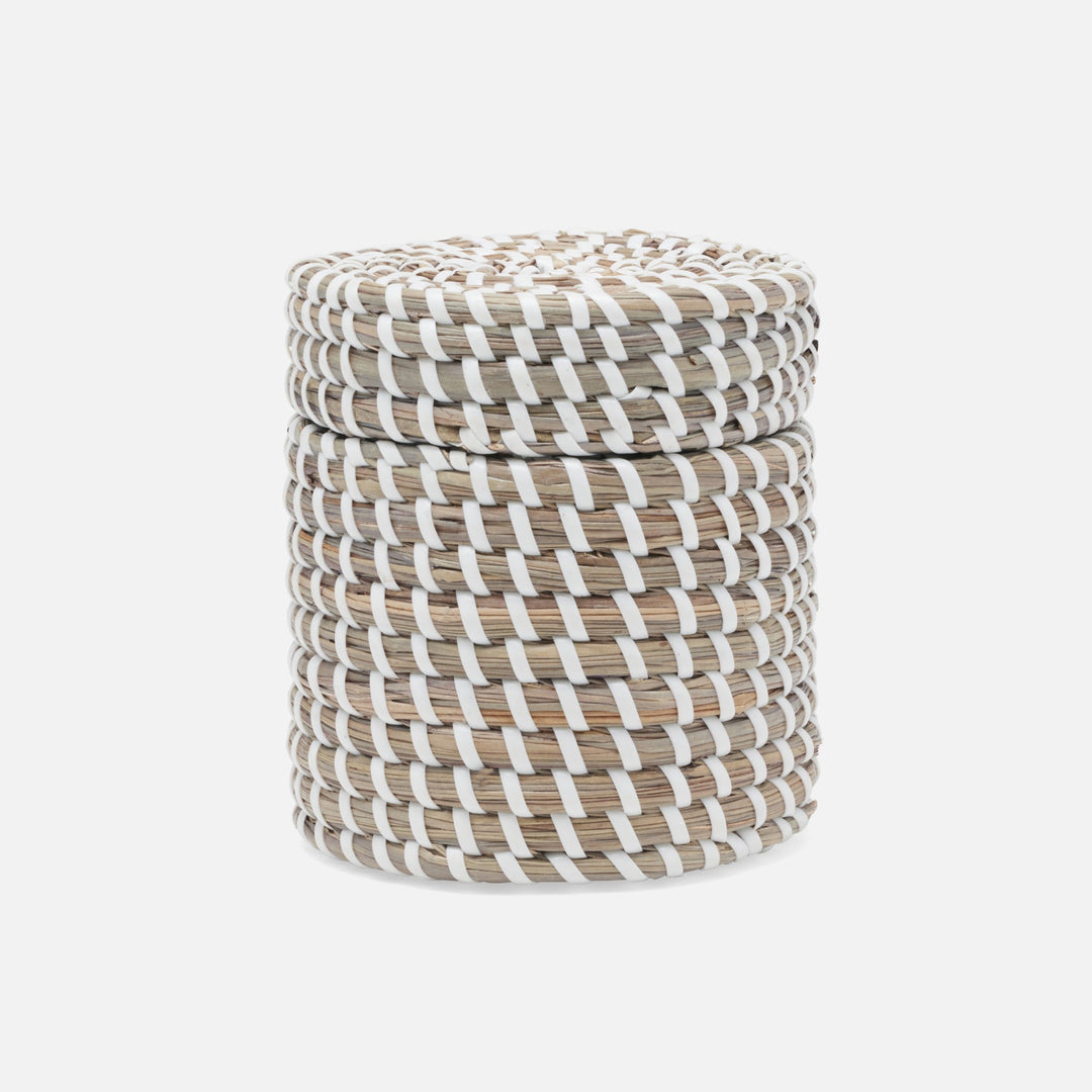 Kythira, Gray/White, Canister, Round, Large, Seagrass