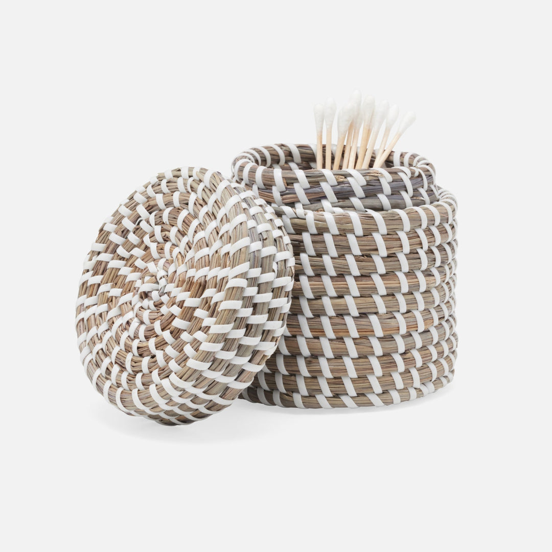 Kythira, Gray/White, Canister, Round, Large, Seagrass