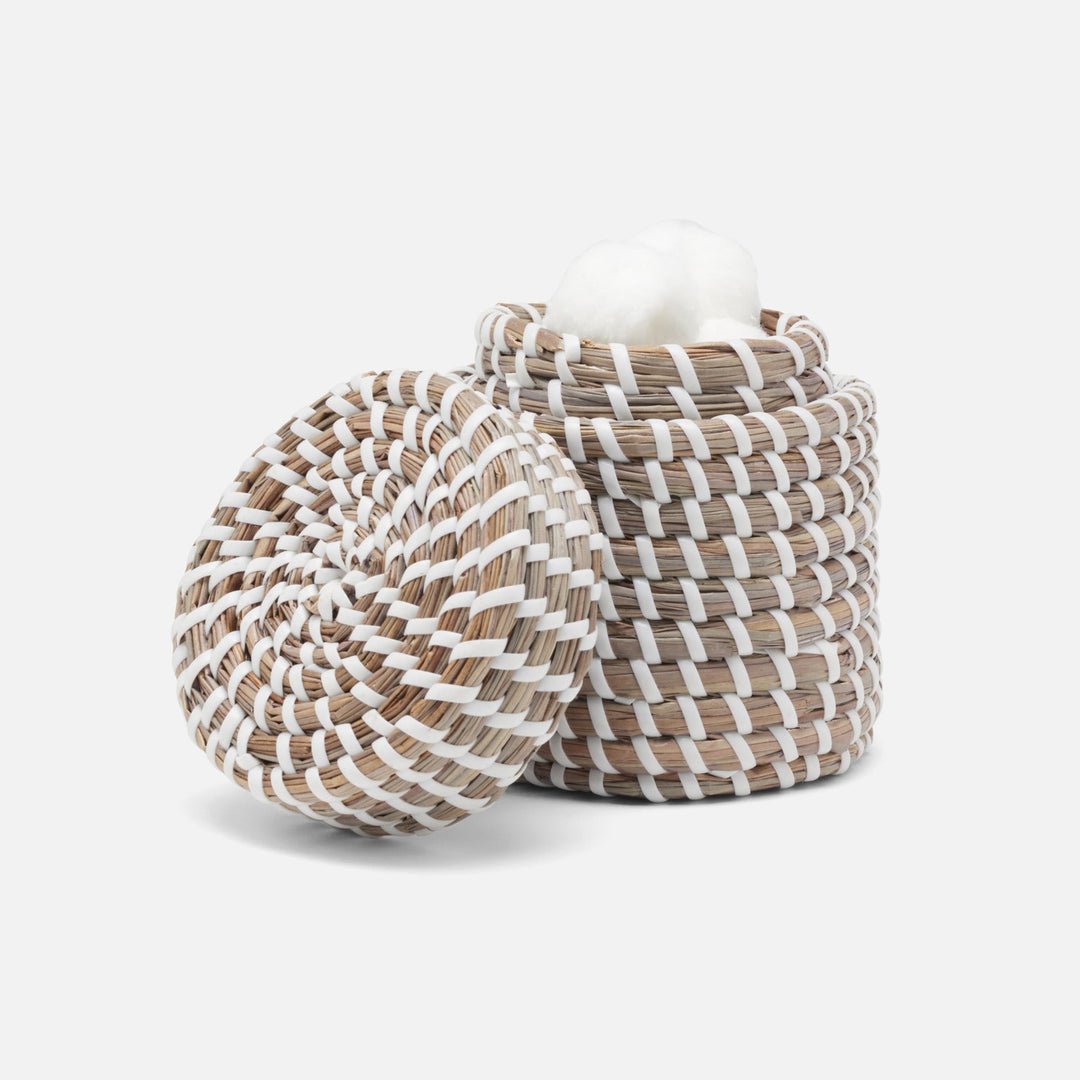 Kythira, Gray/White, Canister, Round, Small, Seagrass