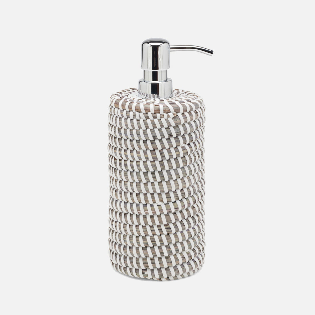 Kythira, Gray/White, Soap Pump, Round, Seagrass