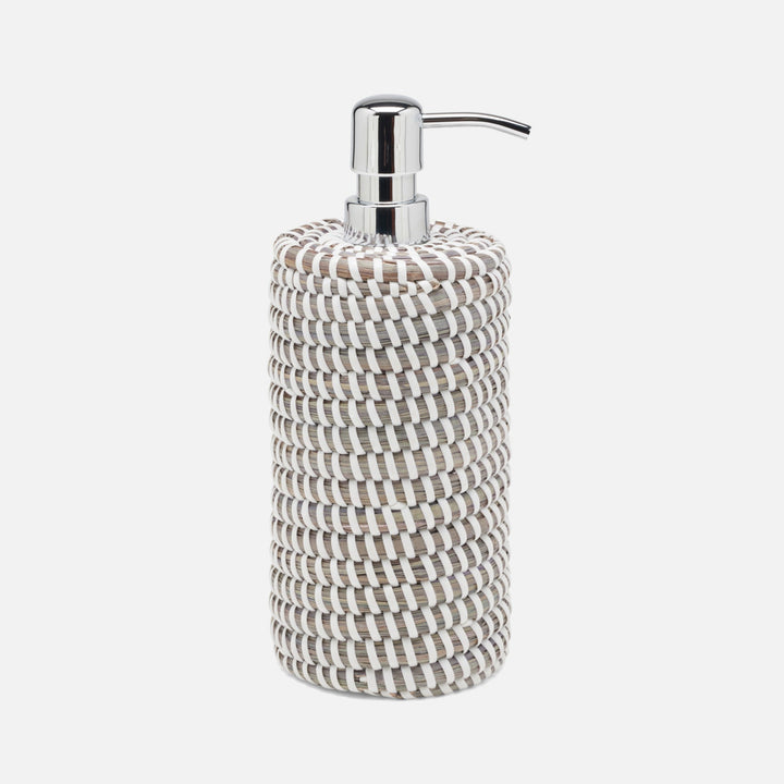 Kythira, Gray/White, Soap Pump, Round, Seagrass