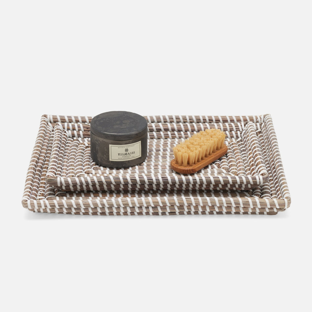 Kythira, Gray/White, Nested Trays, Rectangular Tapered, Seagrass, S/2