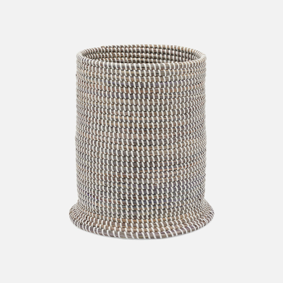 Kythira, Gray/White, Wastebasket, Round, Seagrass