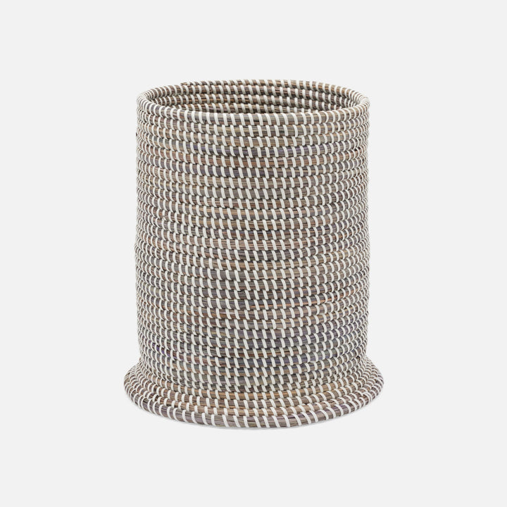 Kythira, Gray/White, Wastebasket, Round, Seagrass