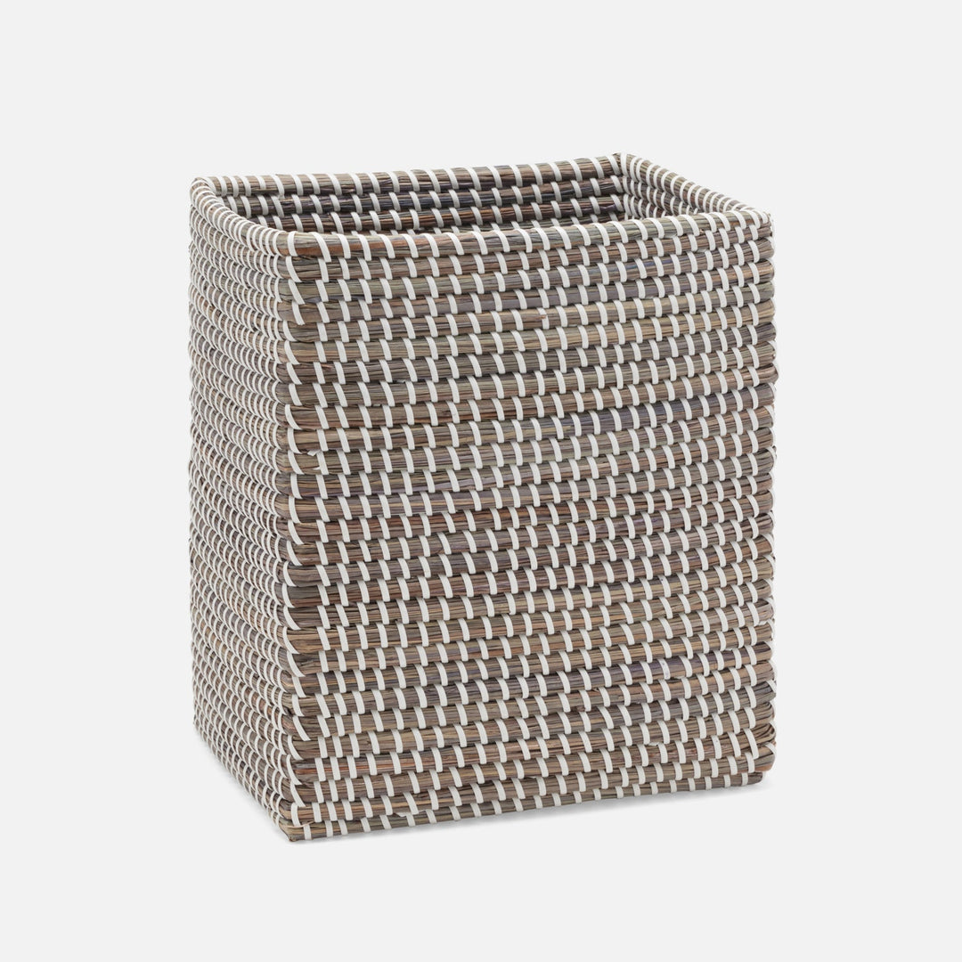 Kythira, Gray/White, Wastebasket, Rectangular Straight, Seagrass