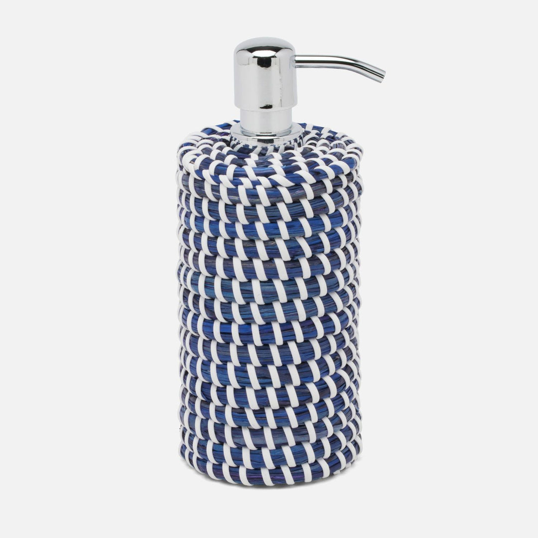 Kythira, Navy/White, Soap Pump, Round, Seagrass